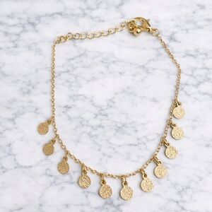 Delicate Gold Textured Circle Bracelet